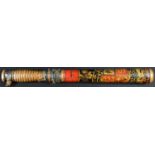 Police History - a 19th century beech truncheon, painted in polychrome and gilt with gartered