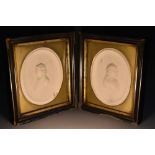 A pair of late 18th/early 19th century Wedgwood plaster cameo portrait plaque moulds, of Josiah