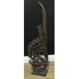 Tribal Art - a Bamana Chiwara antelope headdress, 100cm high, collector's display plinth, Mali, West