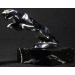 Automobilia - a Jaguar car mascot, mounted for the desk, square marble base, 13cm long