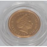 Coin, GB, Elizabeth II, 2003 gold half-sovereign, obv: Ian Rank-Broadley head, from the Royal