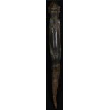 Tribal Art - an African figural house marker, stylised with arms to sides, iron mounted tip, 36cm