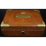 A 19th century gilt brass mounted tan morocco leather despatch box, by Schlender & Edlinger vorm