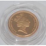 Coin, GB, Elizabeth II, 1996 gold half-sovereign, obv: Raphael Maklouf head, from the Royal Portrait