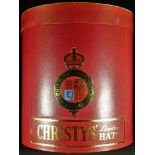 Advertising - a mid-20th century hatter's top hat box, Christys' London Hats, applied with the royal