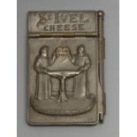 Advertising - an Edwardian novelty brass miniature aide memoire, spring hinge, the front engraved "