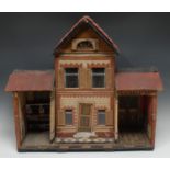 A late 19th century two storey dolls house, probably by Bliss (American), lithographed paper