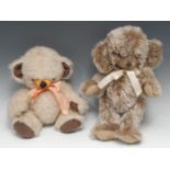 A Merrythought pale chocolate coloured mohair jointed Cheeky teddy bear, brown and black plastic