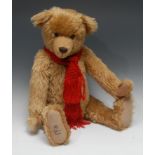 A large Robin Rive Countrylife golden schulte mohair jointed teddy bear, brown and black plastic