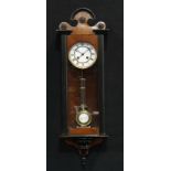 A mahogany Vienna wall clock, ebonised case, key and pendulum, 76cm