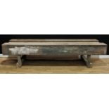 Barn Salvage - a substantial work table/bench, of country estate proportions, plank top with a