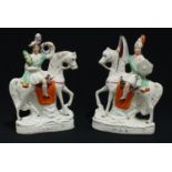 A pair of Staffordshire flatback figures, War and Peace, 29cm, mid-19th century