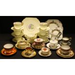 A Trentham Petunia pattern tea set for six, milk jug, sugar bowl, sandwich plate; an Art Deco New