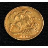 Coin, Victoria, 1899, gold half-sovereign, 4g, [1]