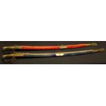 A pair of decorative Indian made Swords. Both feature the same design with 74cm long single edged