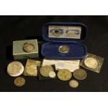 Coins - a selection of mainly foreign collectible coins including Canada bimetallic proof $2 cased