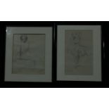 After Laura Knight Ballerina bears signature, pencil, 27.5cm x 17cm; another, seated lady, 25cm x