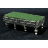 An Edwardian silver novelty, possibly a pin cushion, as a snooker table, 9cm long, Birmingham 1910