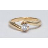 A contemporary diamond solitaire ring, round brilliant cut diamond approx 0.30ct, assessed clarity