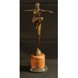 J. Philip, after, an Art Deco style bronzed metal model of a dancing girl, 56cm high