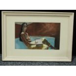 C. Middleton Female Nude Reading signed, pastel, 20cm x 33cm