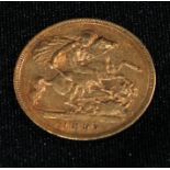 Coin, Victoria, 1897, gold half-sovereign, 4g, [1]