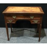 An unusual late Victorian combination writing desk and card table, folding top above an