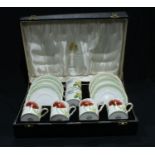 A Spode Country Lane pattern coffee set for six, cased