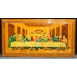 An Italian inlaid plaque, The Last Supper, 45cm x 88cm