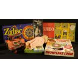 Toys - Cluedo, Chad Valley Zodiac, Tri-ang Snowflake Loom, Phillips Junior Roller Skates, Invicta