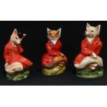 A Staffordshire Bloor China model of an anthropomorphic fox in red hunting jacket, handpainted,