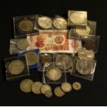 Collectable coins, to include: UK crowns, two 1953 in plastic cases of issue, 1960 polished dies A/