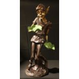 A bronzed metal floor standing model, of a pixie, 78cm high