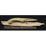 Folk Art - an early 20th century American Everglades alligator jaw bone knife, of rudimentary