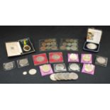 A EIIR Territorial decoration with ribbon, cased; coins and medals including 1952-1977 Silver