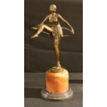 D. Alonzo, after, an Art Deco style bronzed metal hoop dancer, 49cm high