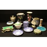 Ceramics - a Vienna cylindrical vase; a Wedgwood Jasperware biscuit barrel; a Japanese Nippon