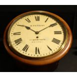 A 19th century mahogany cased fusee wall clock, W Patient, 177 Brompton Road, London