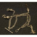 A late Victorian silver novelty chatelaine fancy Albert chain, with acorns, anchor, tassels and