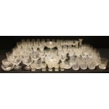 Glassware - mostly drinking glasses, various including liquor glasses, tumbles, brandy glasses