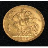 Coin, Edward VII, 1904, gold sovereign, 8g, [1]