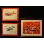 Pictures and Prints - motoring interest - after Craig Warwick, a set of three limited edition