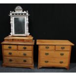 An early 20th century chest of two short over two long drawers, 75.5cm high, 91.5cm wide, 45.5cm