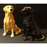 A large Beswick fireside model of a Golden Retriever, 2314, approx. 33.5cm high; another, Black