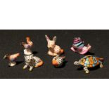 Ceramics - a Herend miniature model of a turtle, 6.5cm long; others, snail, cat, rabbit, fish,