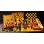 Chess boards, chess sets and part sets; painted wooden soldiers; other wooden figures; novelty
