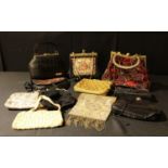 Ladies Accessories - a 1920's French white and gilt metal beadwork evening purse; a 1950's