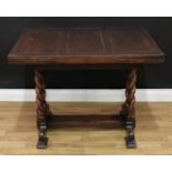 An early 20th century oak drawer leaf dining table, of small proportions, c.1935