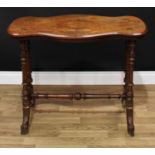 A Victorian walnut and marquetry oval centre table, 72cm high, 91cm wide, 51.5cm deep, c.1870