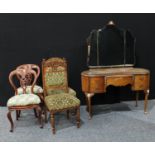 A pair of Victorian James Reilly patent dining side chairs; a pair of Eastlake design side chairs; a